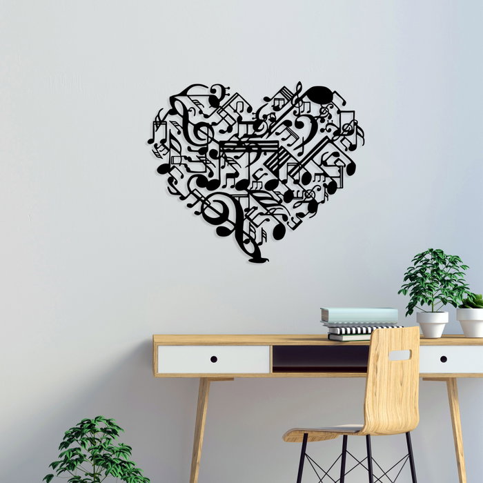 Wallity Musical Heart Escultura de Pared en Negro Wallity Musical Heart Escultura de Pared en Negro